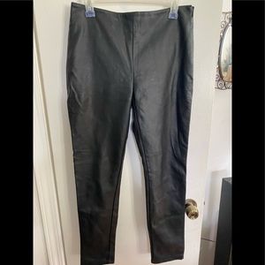Rock & Republic Kashmere Leather like sleek black slacks pants sz 8 like;  new!